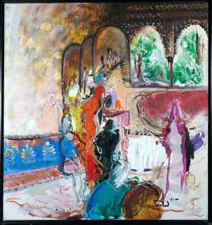 Martin van Dijk - Olieverf en acryl op doek, Alcazar - Ingelijst (Groot) verkocht voor € 400!