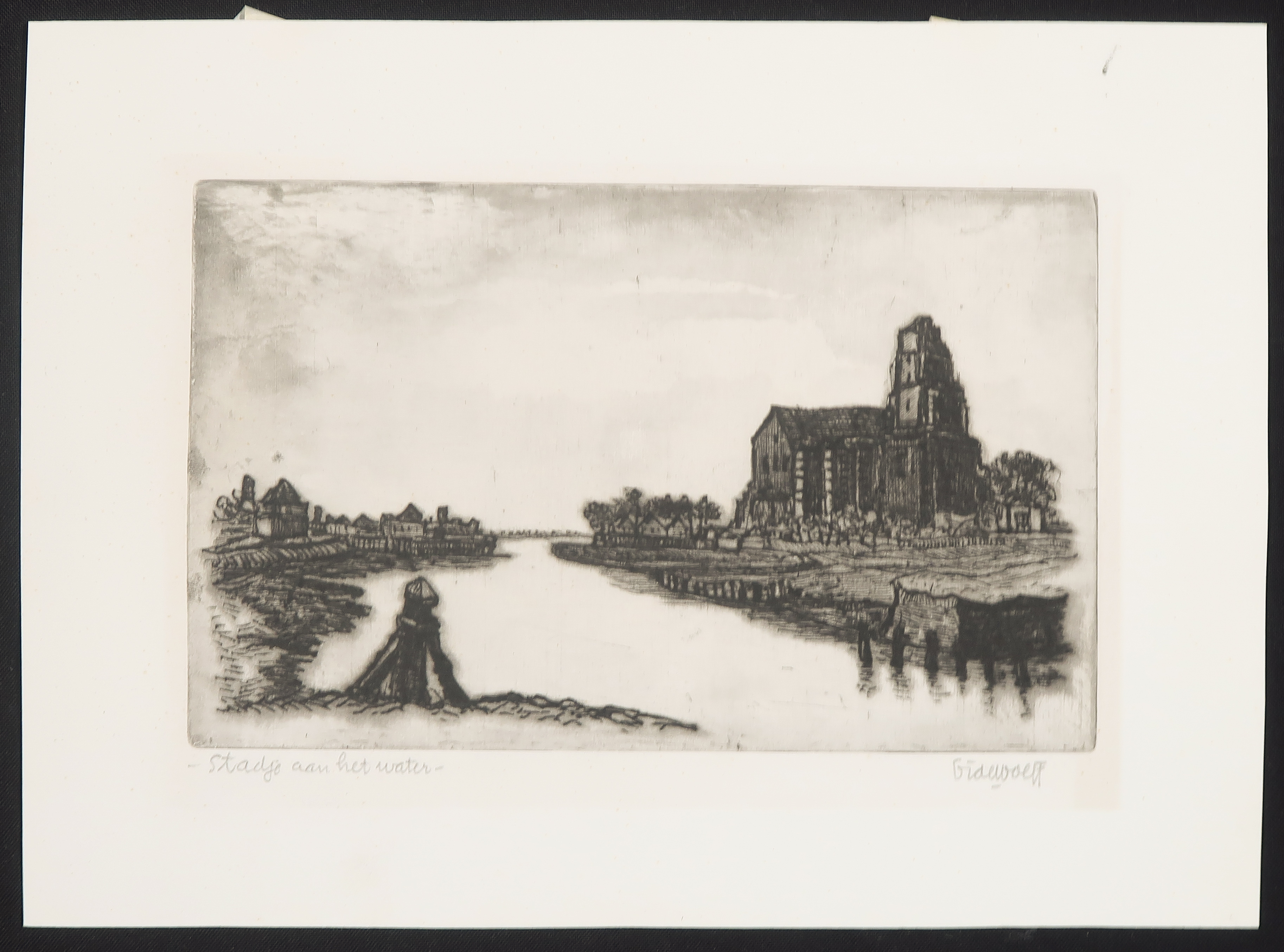 Cor de Wolff - Ets, Stadje aan het water kopen? Bied vanaf 1!