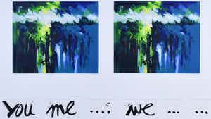 Mattie Schilders - Samenwerken - Twee zeefdrukken - Ingelijst - Groot verkocht voor € 50!