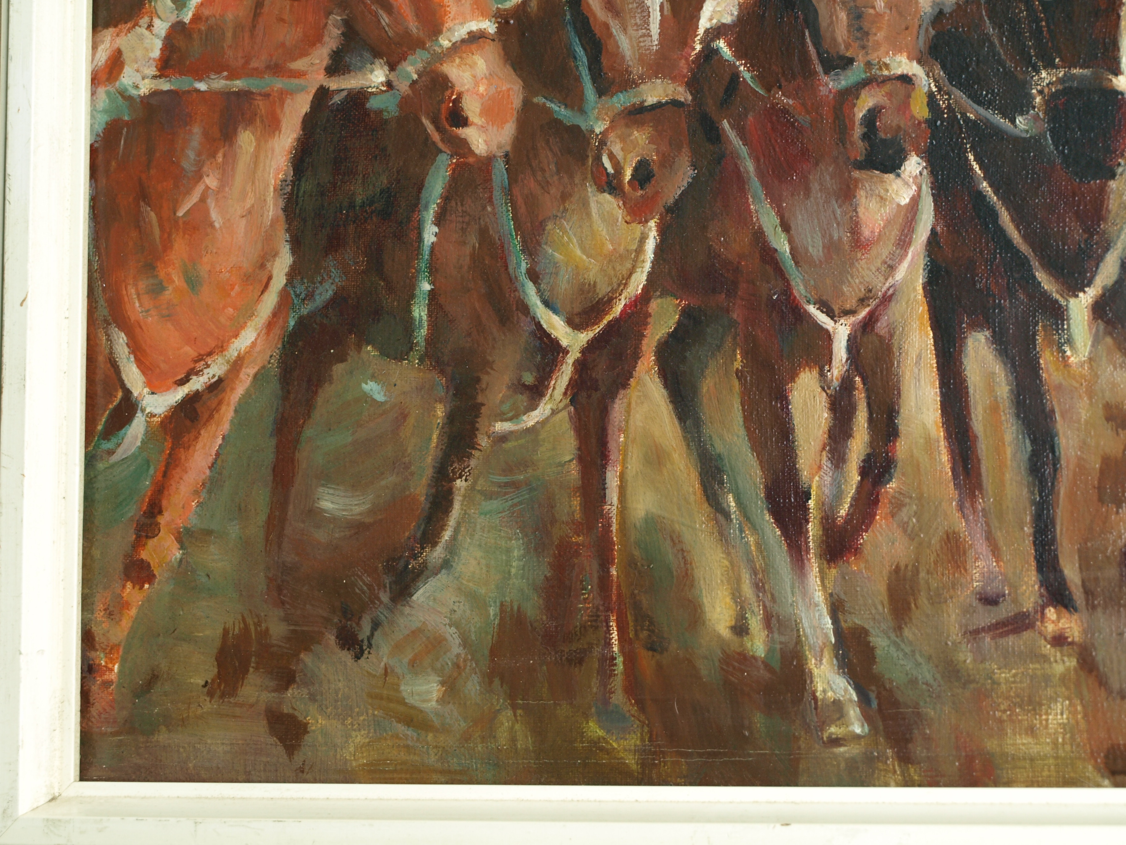 Jan Groenestein - Olieverf op doek , Circus paarden – ingelijst – ca 1960  kopen? Bied vanaf 125!