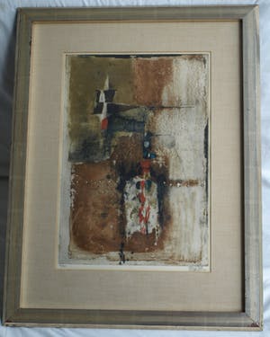 Niet of onleesbaar gesigneerd - Ingelijste litho , Abstract - gesigneerd - 83 x 63 cm kopen? Bied vanaf 10!