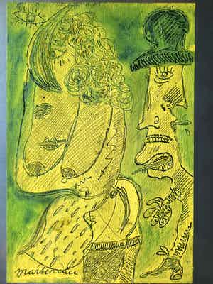 Anton Martineau - schilderij op dik papier gesigneerd verkocht voor € 120!