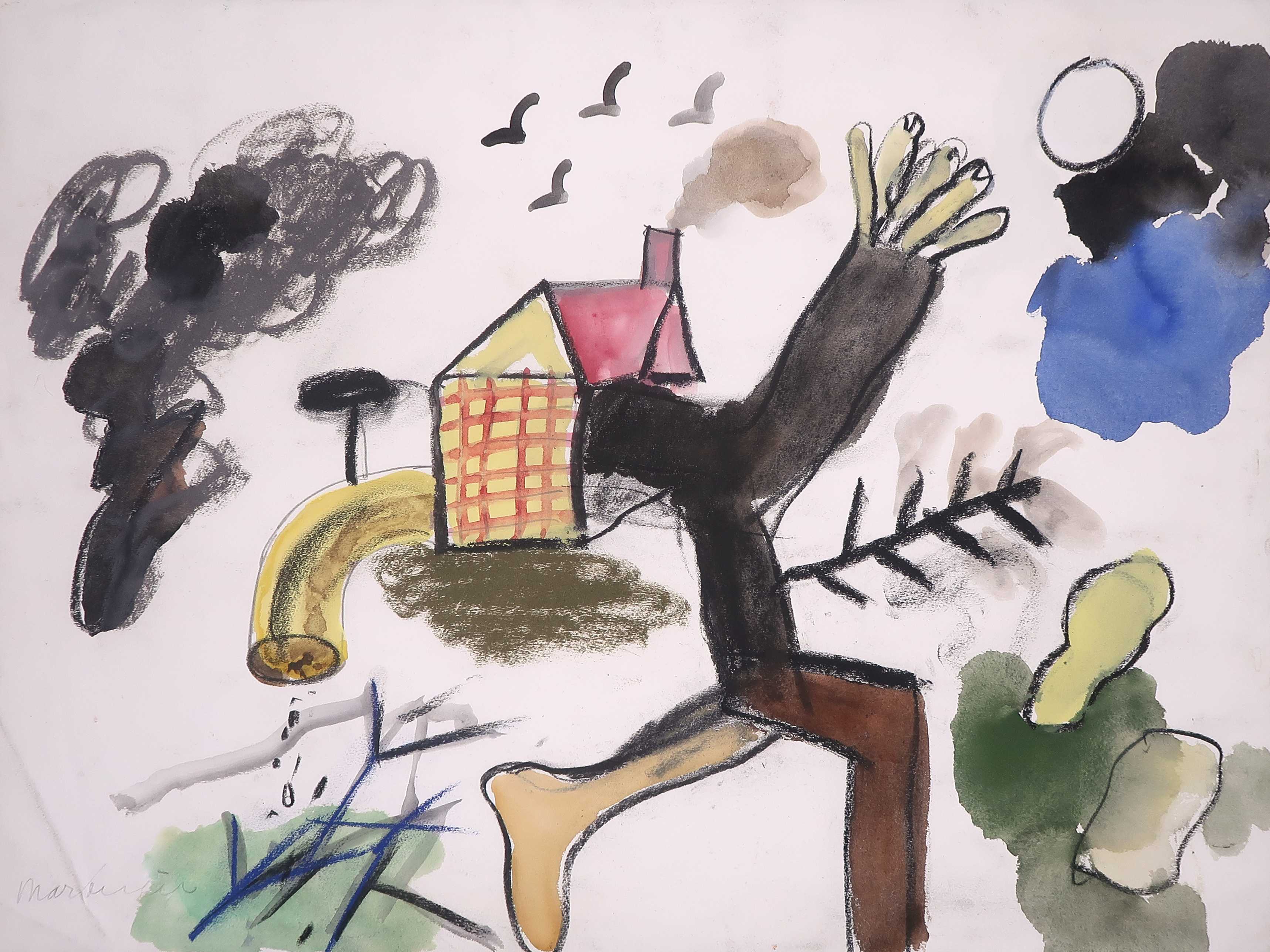 Anton Martineau - Houtskool en aquarel, Zonder titel kopen? Bied vanaf 25!