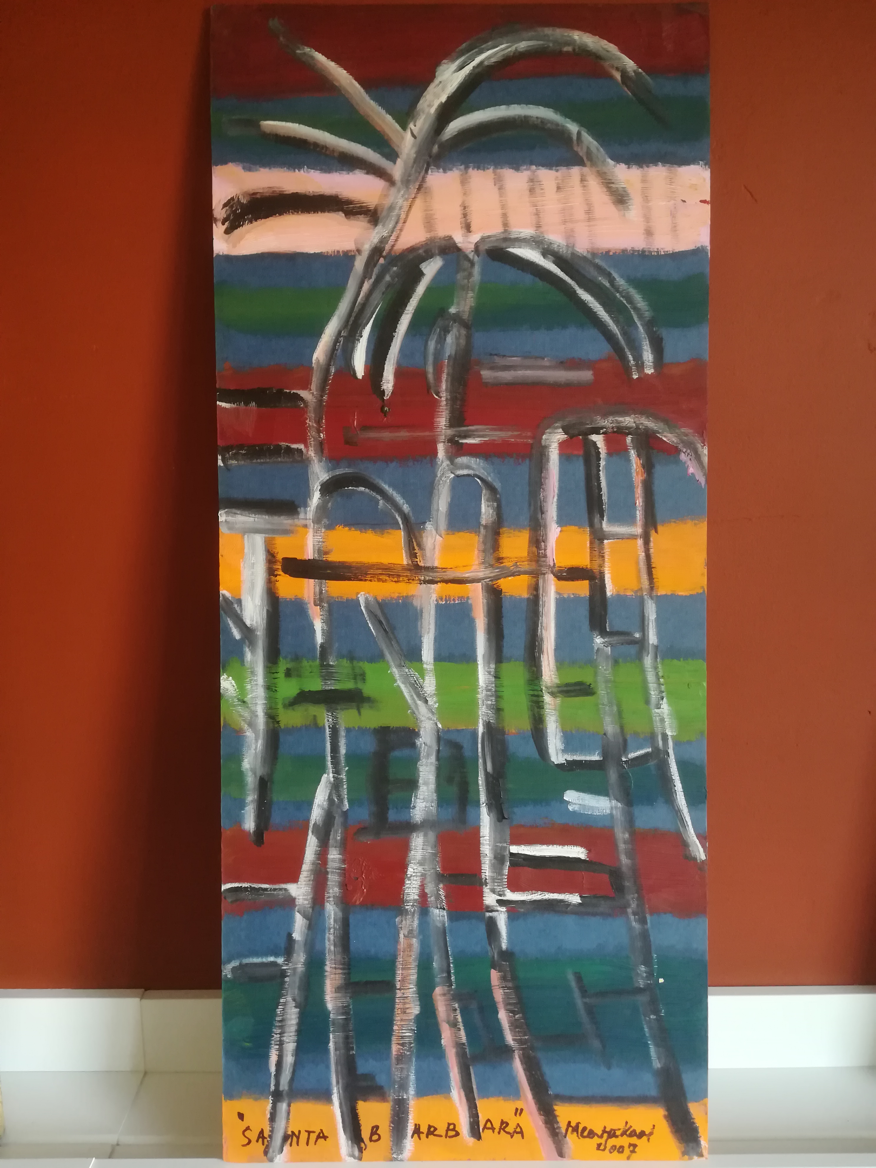 Meertje Kaal - (1930 - 2016) "Santa barbara" 2007 Acrylverf op papier  kopen? Bied vanaf 25!