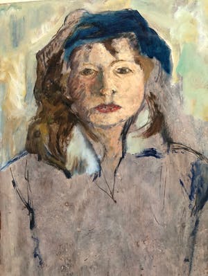 Josef Santen - vrouw met blauwe baret (jaren'70) kopen? Bied vanaf 45!