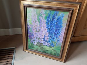 Jaap de Ruig - olie op doek, Delphinium, gesigneerd kopen? Bied vanaf 1!