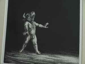 Dick Stolwijk - Ets, “Minotaurus” – gesigneerd & ingelijst – oplage 25 ex. kopen? Bied vanaf 50!