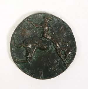 Jits Bakker - Bronzen plaquette, Man en paard verkocht voor € 100!