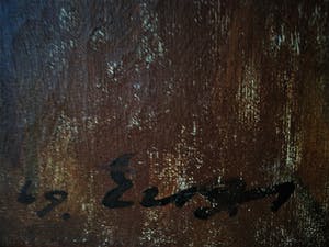 Niet of onleesbaar gesigneerd - Intrigerend abstract OLIEVERF "meneer Tienoppen" gesigneerd EUG.. kopen? Bied vanaf 1!