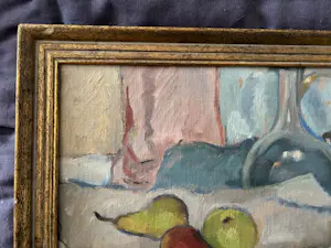 Theo J. Scheer - stilleven met fruit en kan (in pasteltinten) kopen? Bied vanaf 85!