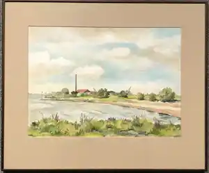 Lies Veenhoven - Steenfabriek aan de Waal - Aquarel vendu pour 40€ !