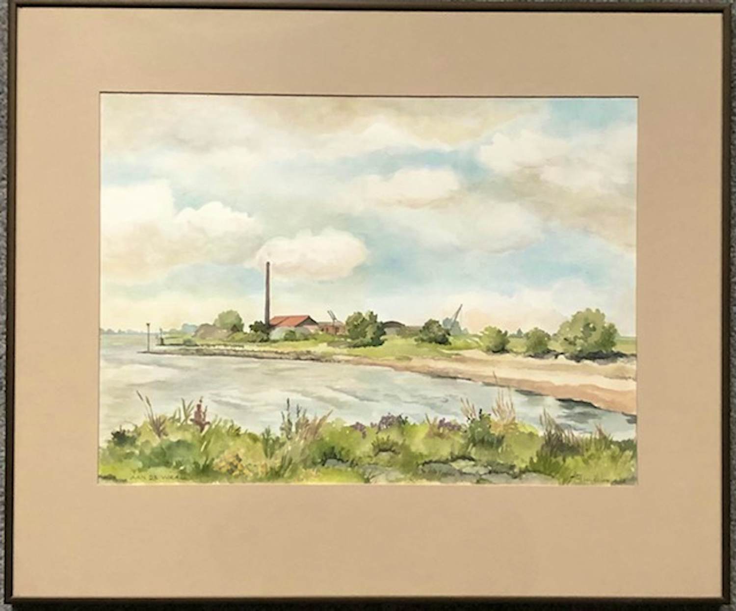 Lies Veenhoven - Steenfabriek aan de Waal - Aquarel kopen? Bied vanaf 40!