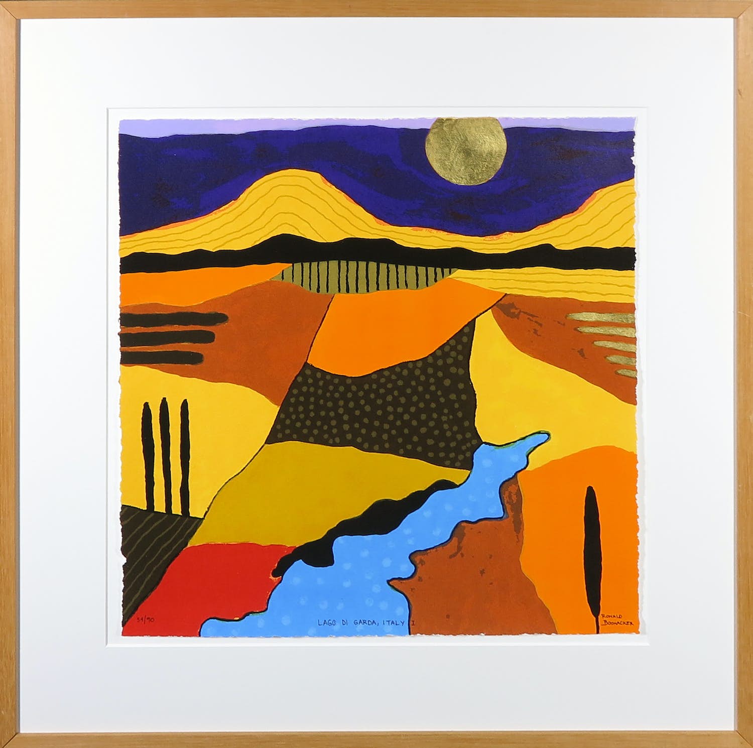 Ronald Boonacker - Zeefdruk, Lago di Garda, Italy I - Ingelijst verkocht voor € 1!