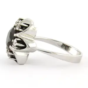 14k gouden ring met centraal granaat en briljant geslepen diamant tot. 0.24ct kopen? Bied vanaf 600!