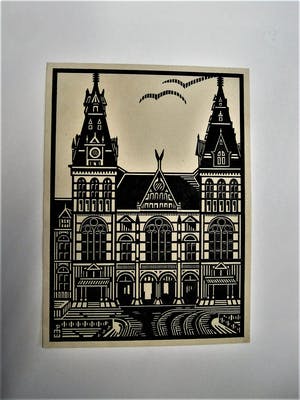 Niet of onleesbaar gesigneerd - Mooie vooroorlogse Inkt tekening "voorzijde Rijksmuseum Amsterdam" kopen? Bied vanaf 1!