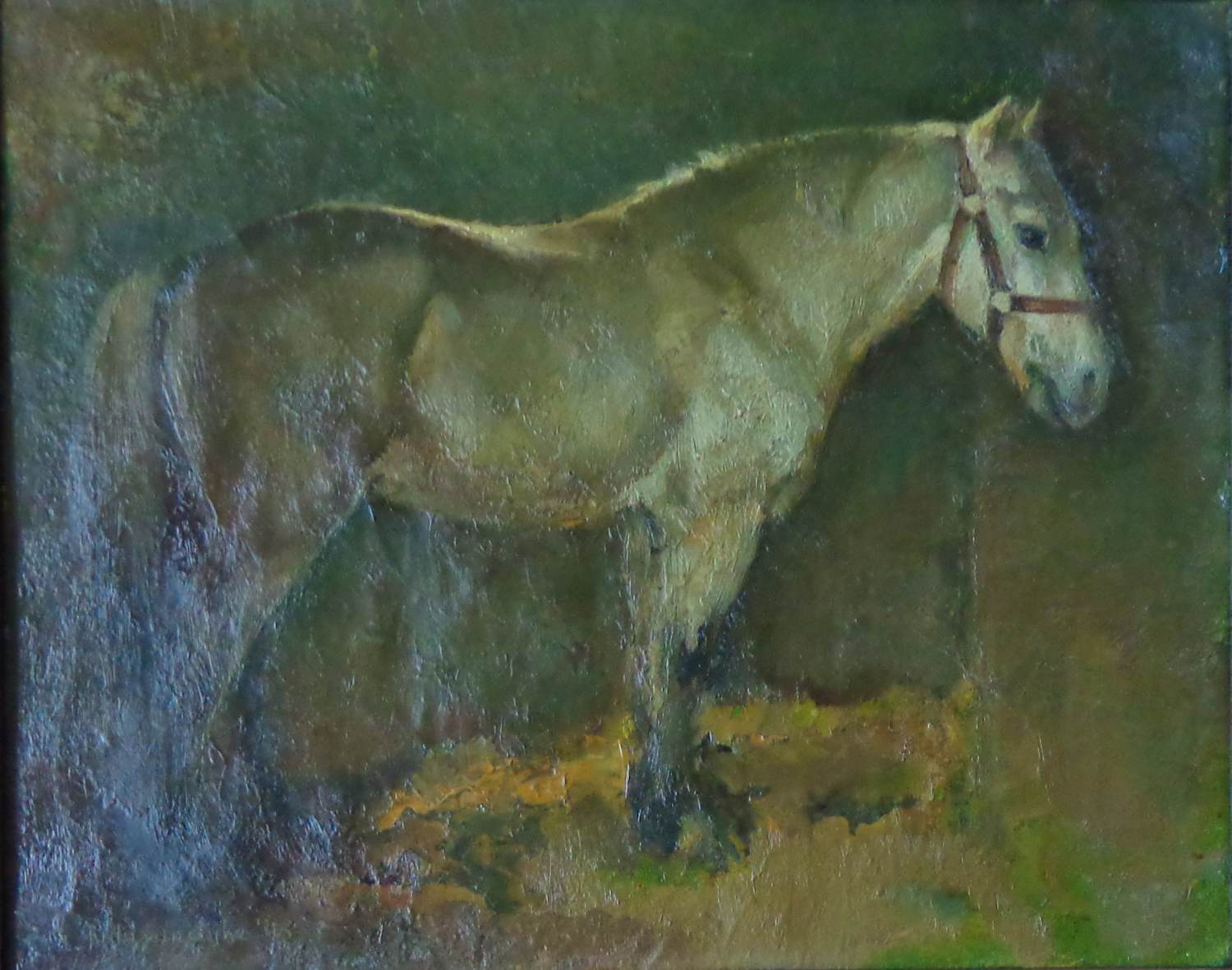 Krijn van Dijke - PAARD IN DE STAL / OLIEVERF DOEK / 44x53cm / KADER / SIG / 1943 kopen? Bied vanaf 95!