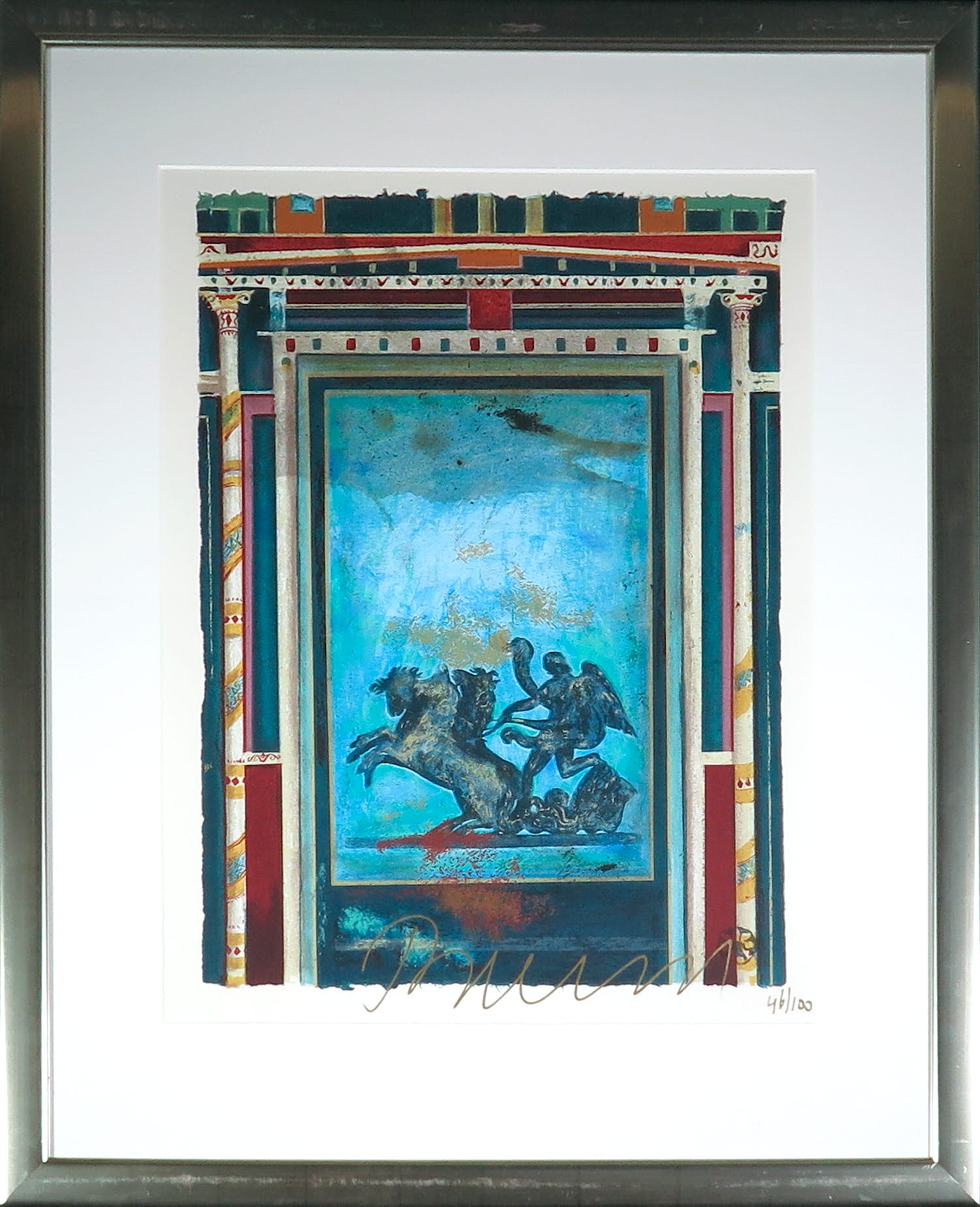 Gerti Bierenbroodspot - Zeefdruk, Poort met strijdwagen - Ingelijst verkocht voor € 1!