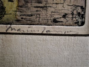 Marius Johannes Janssen - Handgekleurde Ets "Oude haven van Dordrecht" gesigneerd kopen? Bied vanaf 10!