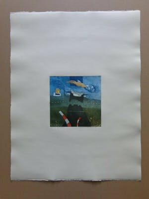 Michel van Overbeeke - ON MY WAY II / KLEURETS + GOUDOPDRUK / 65x50cm / SIG / 1996 kopen? Bied vanaf 30!