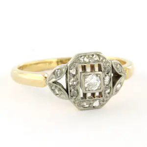 14k bicolour gouden ring bezet met roos geslepen diamant tot. 0.20ct kopen? Bied vanaf 360!