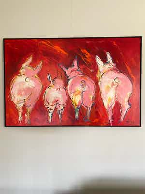 Arno Overdevest - Varkens op rode achtergrond verkocht voor € 100!