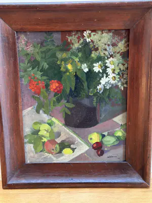 Joop Willems - Fruit en bloemen stilleven kopen? Bied vanaf 135!