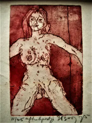 Elly Booy - Expliciete expressionistische handgekleurde en kleine oplage ETS "Aftrekpostje" kopen? Bied vanaf 24!