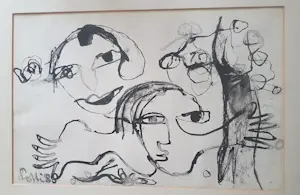 Lotti van der Gaag - FANTASIE FIGUREN GEMENGDE TECHNIEK OP PAPIER COBRA kaufen? Bieten Sie von 225!