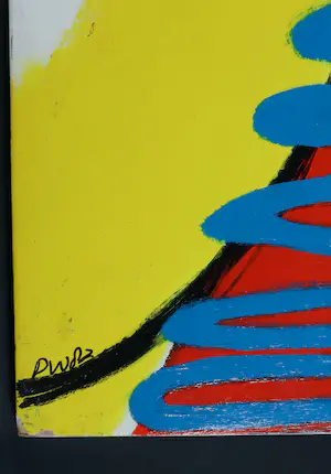 Paul Wiegerinck - Acryl op paneel, Abstracte compositie in geel, rood en blauw (Groot) kopen? Bied vanaf 1!