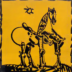 Willem Snitker - Paard, linosnede verkauft für € 55!