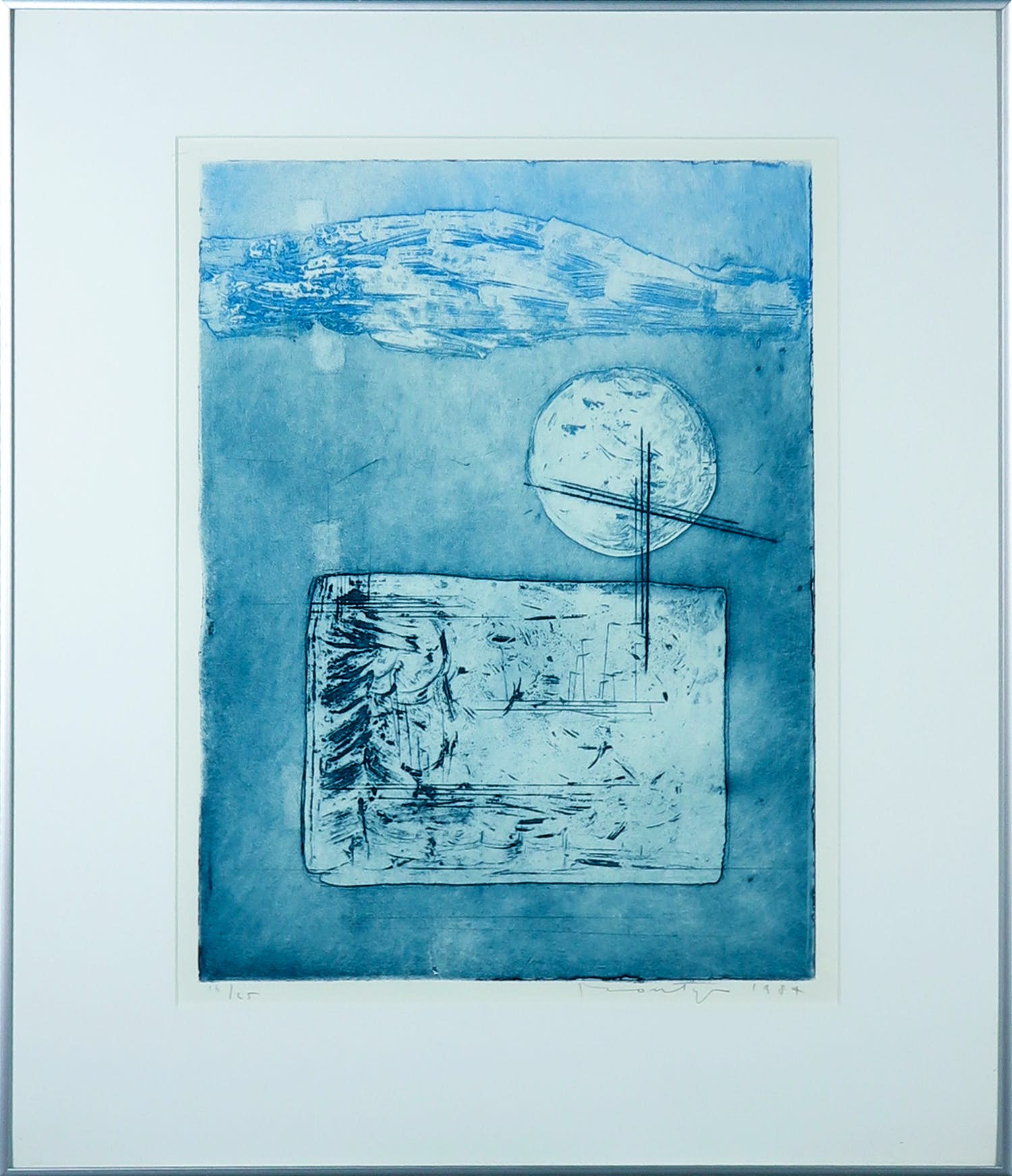 Jan Montyn - Ets, Zonder titel - Ingelijst verkocht voor € 50!