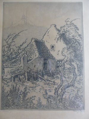 Toon de Jong - Ets, Titel, Vlieland kopen? Bied vanaf 40!