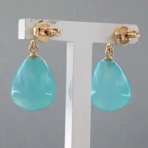 18k gouden oorhangers met chalcedoon en briljant geslepen diamant tot. 0.22ct kopen? Bied vanaf 460!