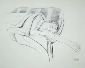 Walter Sauer - Jonge vrouw slaapt, 1930 - Offsetlithografie, gesigneerd kopen? Bied vanaf 100!