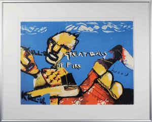 Herman Brood - Zeefdruk, Great Balls of Fire - Ingelijst (groot) verkocht voor € 220!