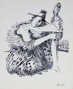 Joe Wols - Lot van 4 pentekeningen, Figuren en landschappen kopen? Bied vanaf 1!