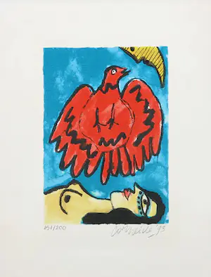 Corneille - Litho, Femme et L'oiseau kaufen? Bieten Sie von 1!