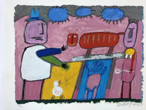 Buy Wouter Stips - Kleurenzeefdruk DE POES DANST OP TAFEL Handgesigneerd.? Bid from 79!