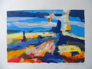 Willem Brauck - Zeefdruk, Landschap verkocht voor € 35!