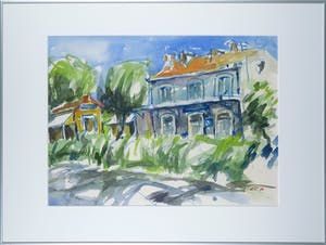 Piet Snoeren - Aquarel, Landschap met huis - Ingelijst kopen? Bied vanaf 1!