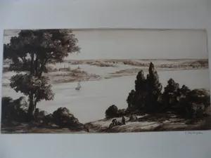 Sidney Tushingham - Ets, Landschap kopen? Bied vanaf 15!