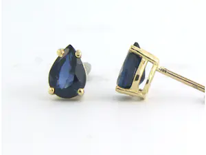 18k geel gouden oorbellen bezet met saffier 1.72 ct kopen? Bied vanaf 300!