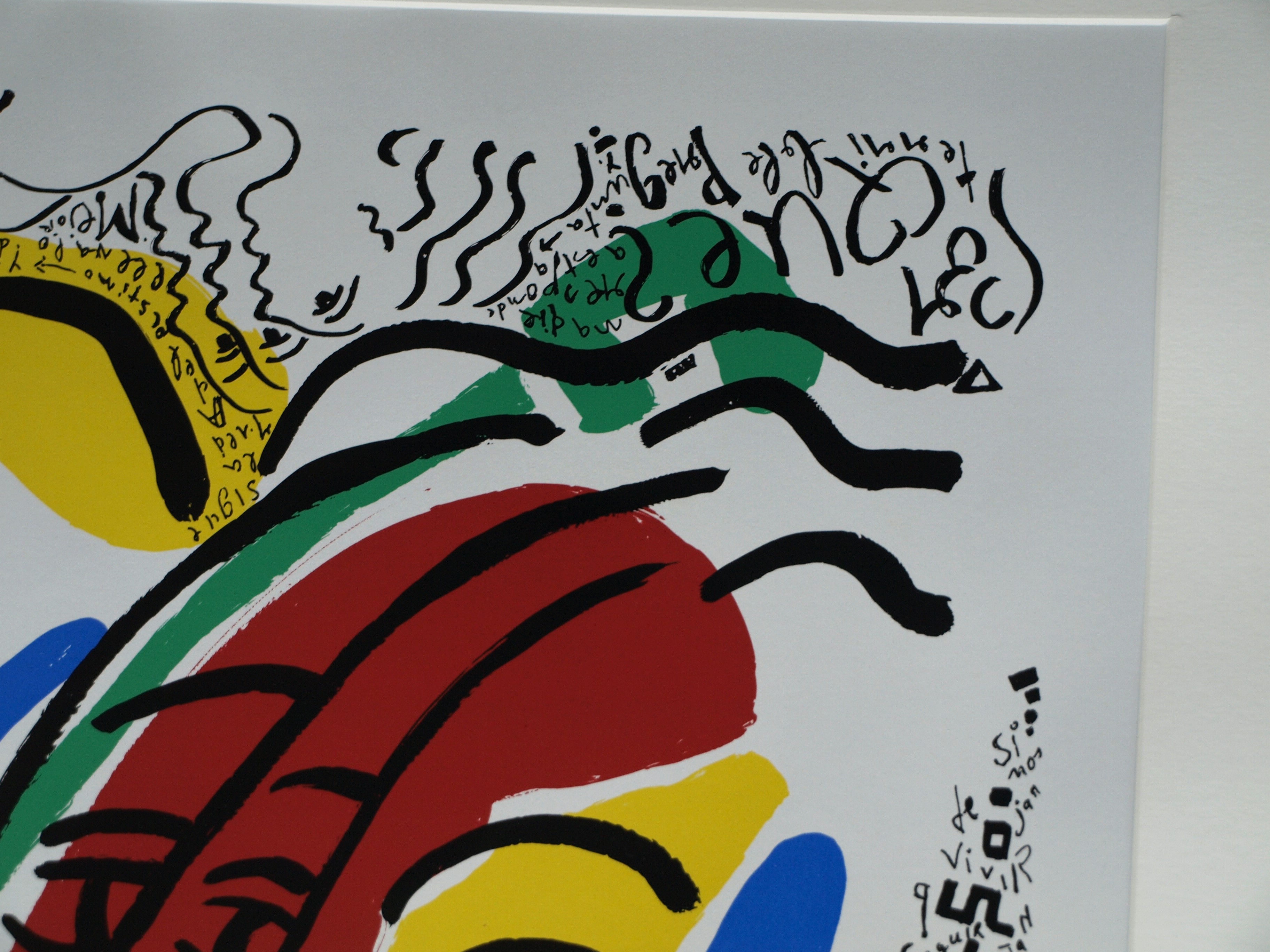 Niet of onleesbaar gesigneerd - Zeefdruk , Zonder titel - gesigneerd & ingelijst - GROOT kopen? Bied vanaf 1!