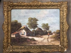 Teunis Ooms - Landschap met boerderij en boerin kopen? Bied vanaf 20!