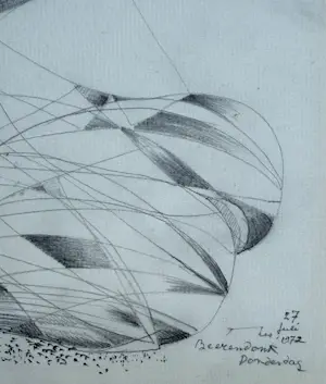 Theo Beerendonk - Potloodtekening op papier | '27 juli 1972 | 1972 kopen? Bied vanaf 60!