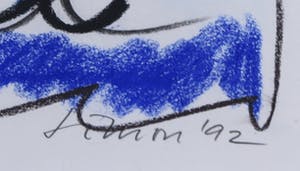 Simon Vinkenoog - Krijttekening, Universele wens - Ingelijst kopen? Bied vanaf 1!