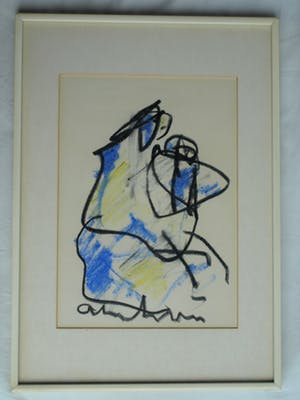 Anton Heyboer - Pastel, “Moeder en kind” – gesigneerd & ingelijst kopen? Bied vanaf 1!