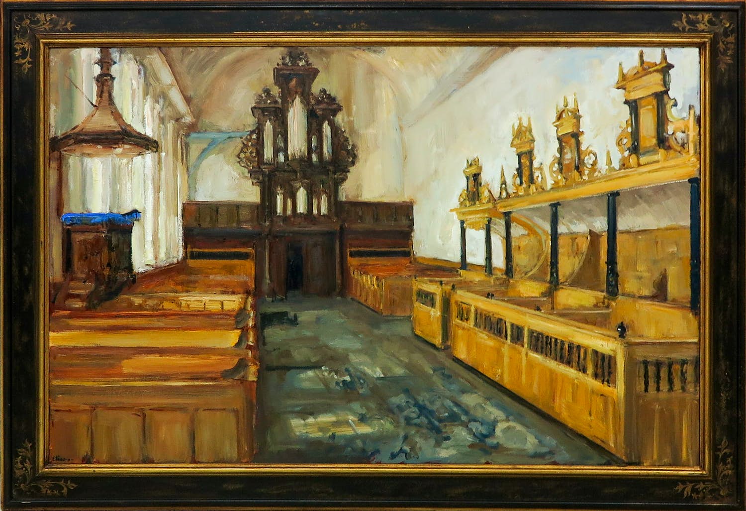 Douwe Elias - Olieverf op doek, Salviuskerk te Dronrijp - Ingelijst (Zeer groot) kopen? Bied vanaf 1200!