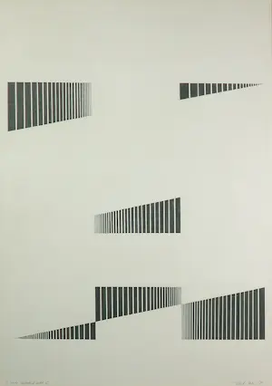 Robert Metz - Pen op papier, 3x gedeeld vlak op papier C - Ingelijst kopen? Bied vanaf 80!