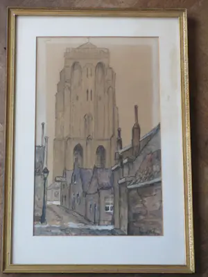 Andre J. Verhorst - Stadsgezicht Zierikzee - Aquarel kopen? Bied vanaf 60!